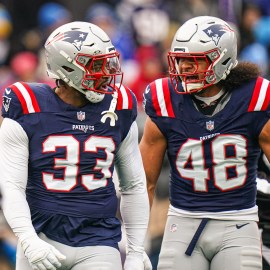 New England Patriots linebackers Jahlani Tavai and Anfernee Jennings