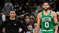 Boston Celtics forward Jayson Tatum and head coach Joe Mazzulla