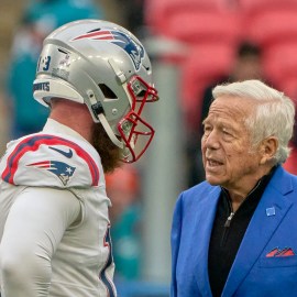 New England Patriots kicker Joey Slye, owner Robert Kraft