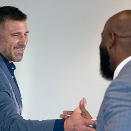 Former Tennessee Titans head coach Mike Vrabel, general manager Ran Carthon