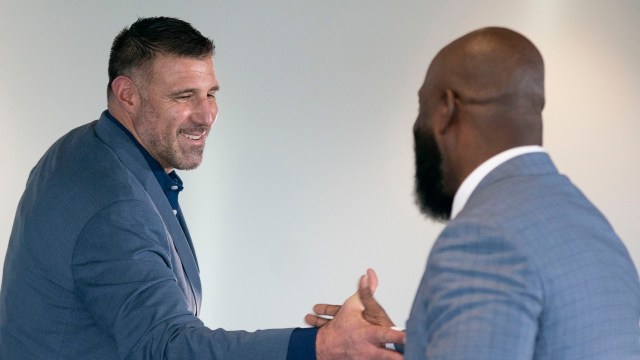 Former Tennessee Titans head coach Mike Vrabel, general manager Ran Carthon