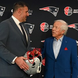 New England Patriots head coach Mike Vrabel and owner Robert Kraft