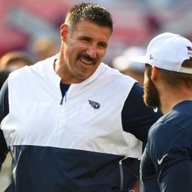 New England Patriots head coach Mike Vrabel and former New England Patriots wide receiver Julian Edelman