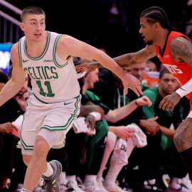 Boston Celtics guard Payton Pritchard and Houston Rockets guard Jalen Green