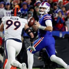 Denver Broncos defensive lineman Zach Allen and Buffalo Bills quarterback Josh Allen