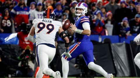 Denver Broncos defensive lineman Zach Allen and Buffalo Bills quarterback Josh Allen