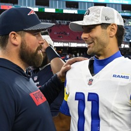 New England Patriots center David Andrews, Los Angeles Rams quarterback Jimmy Garoppolo