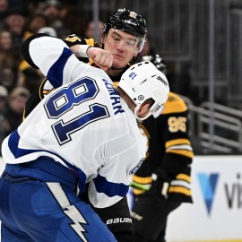 Boston Bruins defenseman Nikita Zadorov, Tampa Bay Lightning defenseman Erik Cernak