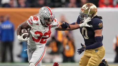 Ohio State Buckeyes running back TreVeyon Henderson, Notre Dame Fighting Irish safety Xavier Watts